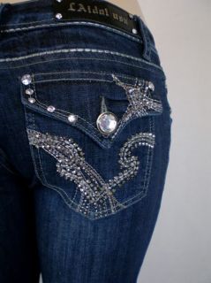 Women La Idol Dark Demin Skinny Jeans White Bold Stitching Flap Pocket