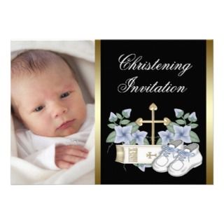 Baby Boy Baptism or Christening Invitation 