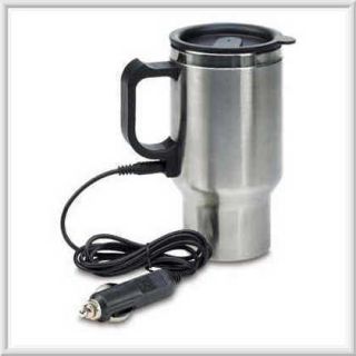 New Double Wall Stainless Steel Travel Coffee Mug 16 oz w Car Adapter