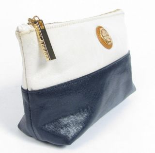Tory Burch Idina Small Cosmetic Case Makeup Zip Bag Pouch Clutch Blue