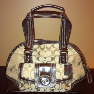 Coach Medium Signature Brown Handbag