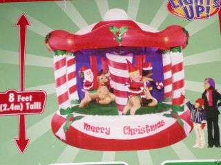 New 8 Giant Lighted Animated Rotating Christmas Carousel Airblown