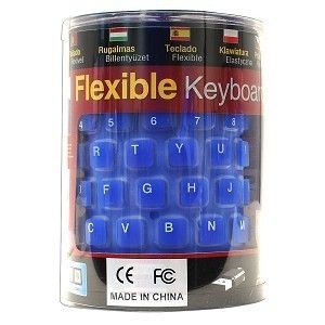  USB PS 2 Flexible Roll Up Silicone Illuminated Keyboard Blue