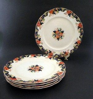 Antique Maddock English Imari Ironstone Hand Painted Dinner Plates