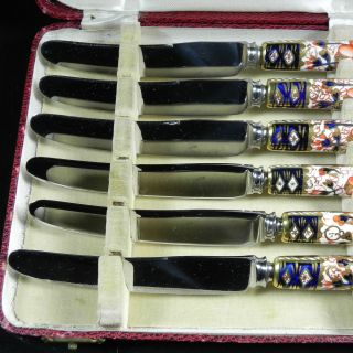 Set of 6 Royal Crown Derby Traditional Imari Pattern Tea Knives in