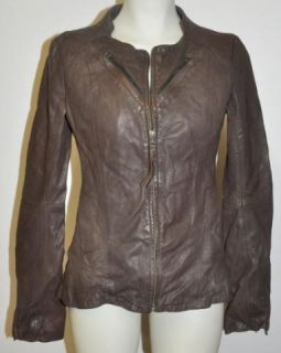 Improvd Womens Leather Brown Zip Up Jacket Size L