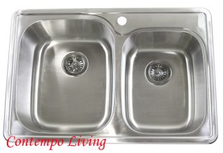 33 Topmount Drop in 60 40 Stainless Steel Kitchen Sink