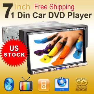 Excellent 1 DIN 7 in Dash LCD Car DVD Player Aux in Touch Screen iPod