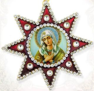 Russian Icon Pendant Our Lady Mary Extreme Humility New