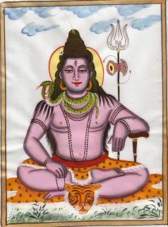 Lord Mahadev Shiva Art Handmade Opaque Watercolor Hindu Spiritual Silk