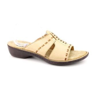Clarks INA Bow Womens Size 8 Beige Narrow Open Toe Leather Slides