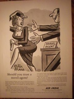 1966 Air India Airlines Peter Arno Art Travel Agent Ad