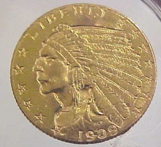 1909 US $2 1 2 Dollar Indian Head Gold Coin