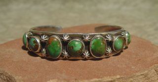 Navajo Indian Emerald Valley Turquoise Stones in Sterling Silver