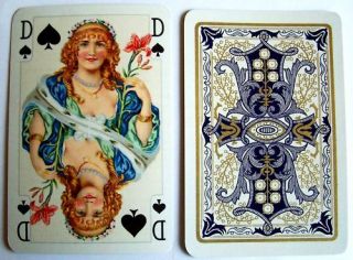 Vintage Playing Cards Single X2 1930s Piatnik Gilded A1