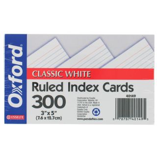 Oxford 40149 300 Count 3 x 5 White Ruled Index Cards