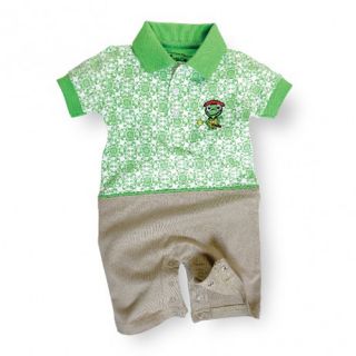 Littlest Golfer Baby Boys Size 6M Green Bermuda Cotton Romper Bodysuit