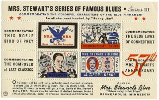 Mrs Stewarts Bluing 1941 Poster Stamp Series of Famous Blues Laundry