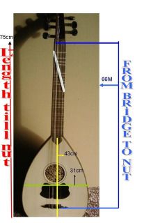Turkish Maple Louta Lavta String Instrument w Free Case New