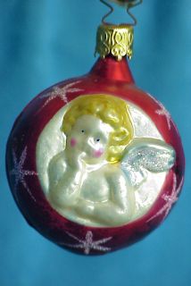 Early Retired Inge Glass Old World Christmas Cherub Winged Angel Putti