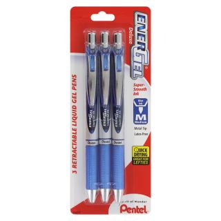  EnerGel Deluxe RTX Retractable Gel Ink Pens, 0.7 mm, Blue Ink, 3 Pack