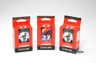 Lexmark 17 27 Inkjet Cartridge   Set of 3   SEALED in BOX   GENUINE