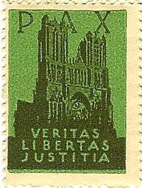 Pax Old Poster Stamp Veritas Libertas Truth Liberty Justice Reims