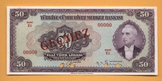 Turkey 50 Lira Mit Inönü 25 4 1942 Specimen UNC Türkei
