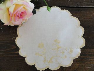 Antique Society Silk Embroidered Gold & Off White Floral Centerpiece