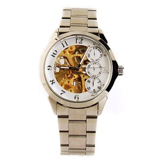 EUR € 45.62   aço inoxidável relógio de pulso banda esqueleto