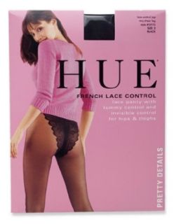 Hue Womens Sheer French Lace Control Top Pantyhose