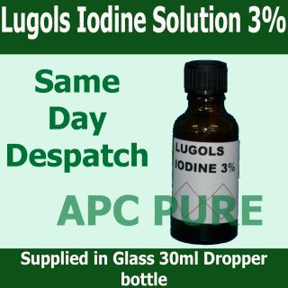 30ml Ligols iodine solution 3% strength 30ml Dropper bottle Supplied