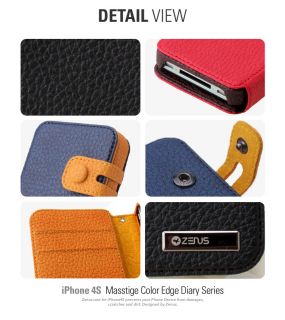 ZENUS Color Edge iPhone 4 4S Wallet Leather Case Cover