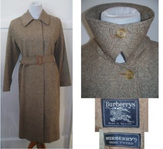 Vintage Burberrys Irish Tweed Wool Trench Over Coat XL Plus