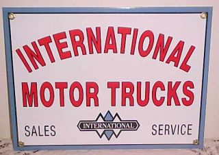 International Motor Trucks Sales Service Porcelain Sign