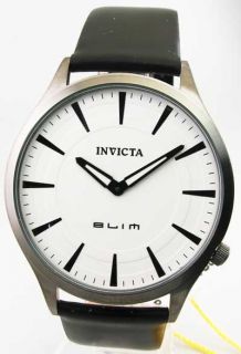 Mens Invicta Ultra Slim Black Leather New Watch 5307