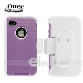 Holster 3 Layer Case for Apple iPhone 4 4S 4G Purple on White
