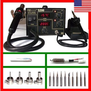  GQ 5200 SMD Rework Station 2 in 1 Hot Air Soldering Iron & Accessories