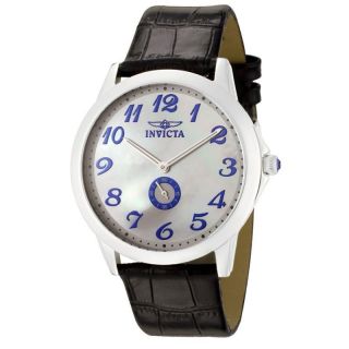 Invicta Mens II Collection Slim Swiss Mother of Pearl Black Leather
