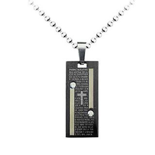 EUR € 3.67   titane noir acier bible homme pendentif texte collier