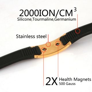  Titanium Ionic ion Balance Silicone Band health Bracelet Bangle G