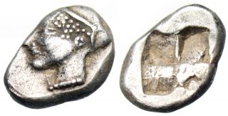 Ionia, Phokaia Silver AR Diobol Archaic Athena Head & Incuse 6th