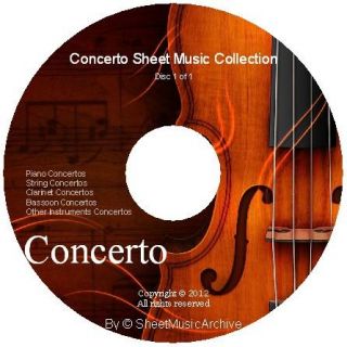 Huge Classical Concerto Sheet Music Collection DVD PDF Over 170