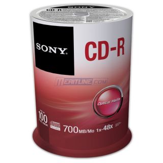 Sony CD R 48X Silver Branded CDR Blank Media Discs (100CDQ80SP) 80Min