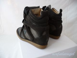 Isabel Marant Bekett Bazil Anthracite Gray Suede Wedge Sneakers 39 US