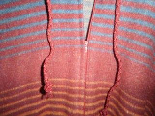 Vtg 70s 80s Blanket Wool Southwestern Hippie Design Cape Poncho Jacket