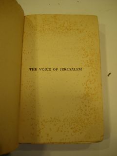 The Voice of Jerusalem Israel Zangwill London 1920 Judaica Jewish Book