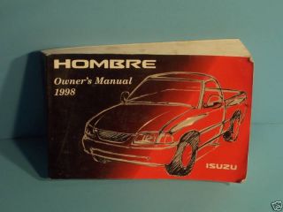 98 1998 Isuzu Hombre Owners Manual