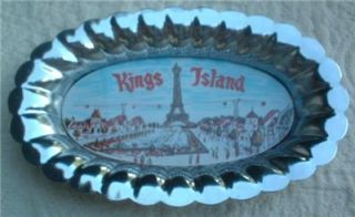 Vintage Kings Island Amusement Park Silver Metal Chrome Tip Tray