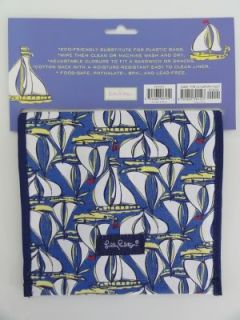 LILLY PULITZER REUSABLE SANDWICH & SNACK SACK DOCKSIDER Sailboats Eco